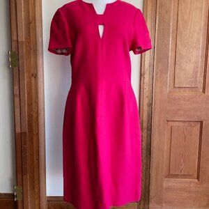 J. MENDEL PARIS Sheath Short Sleeve Bust Cut Out Hot Pink Cocktail Dress…